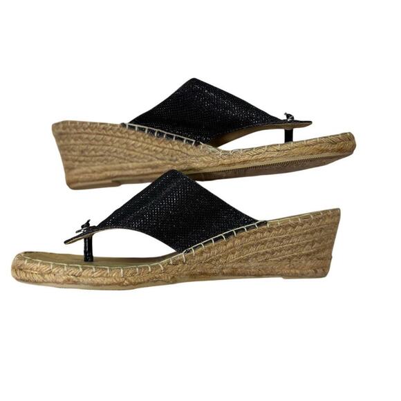 Croft & Barrow Black Shimmery Wedge Sandal/ Flip Flop/ Slip-On Shoe Women's 11 - Picture 4 of 10